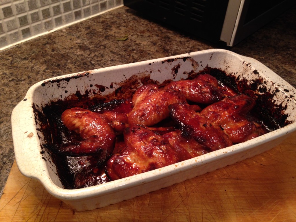 Sticky chicken wings cooked 