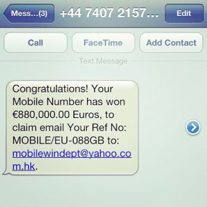 scam text message