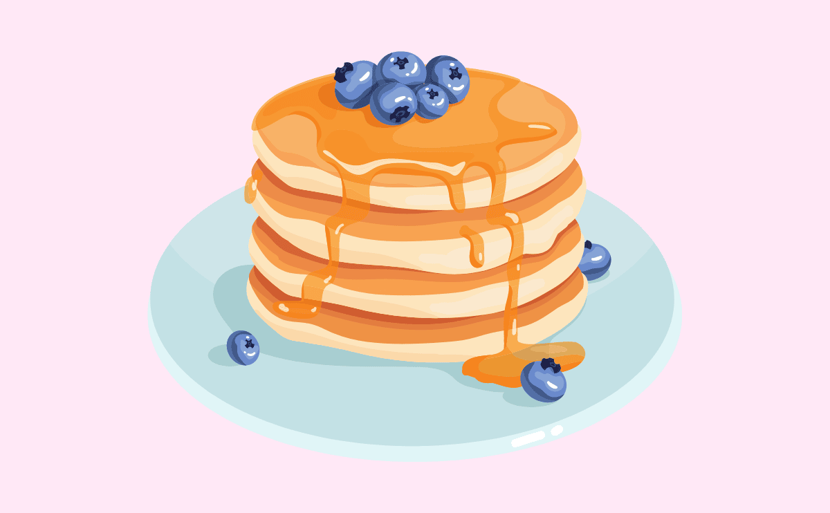 cartoon of pancakes with blueberries