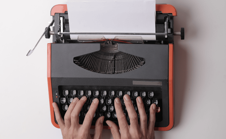 working on a typewriter