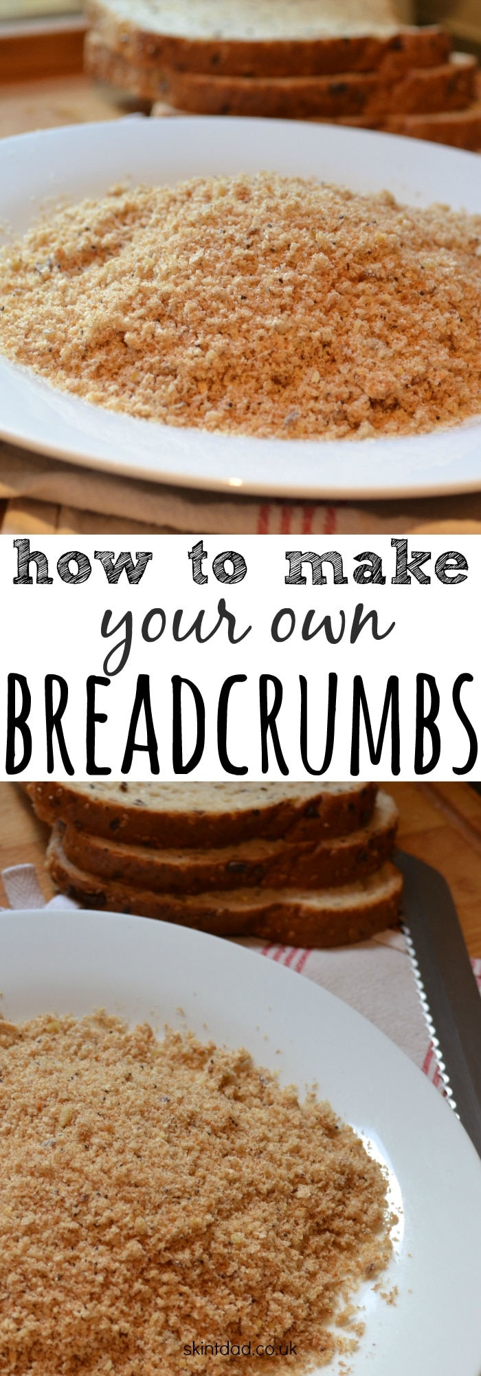 Instead of wasting your bread and throwing it in the bin, use it to make your own breadcrumbs and save a bit of cash in the process.