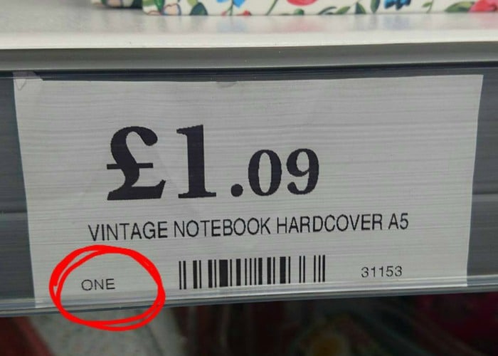 ONE price tag