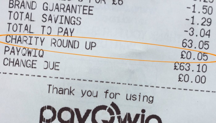 Tesco Receipt with Charity Round Up