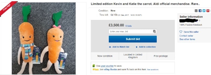 Kevin the Carrot on eBay