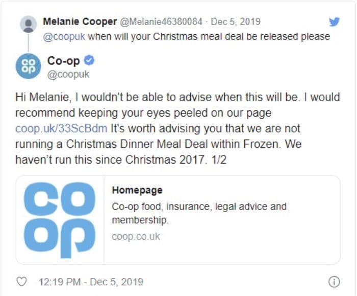 coop christmas meal deal 2019