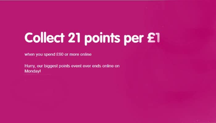 Boots points clearance offer this weekend