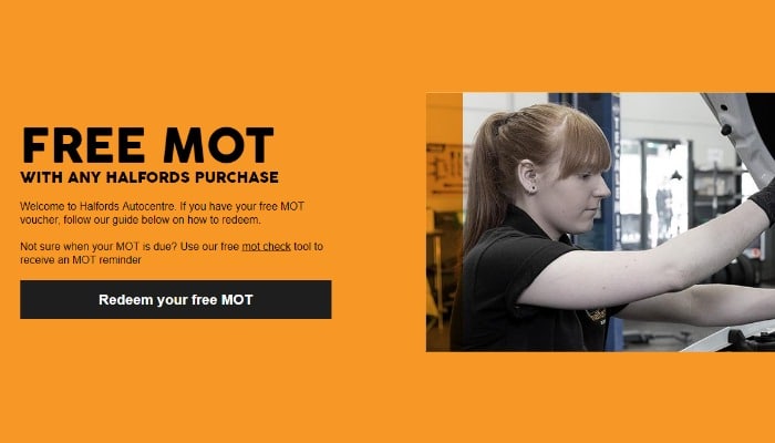 Free MOT at Halfords