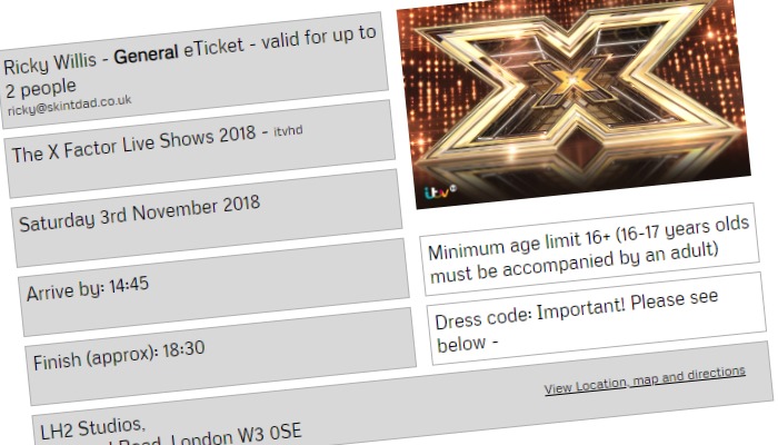 free X Factor ticket