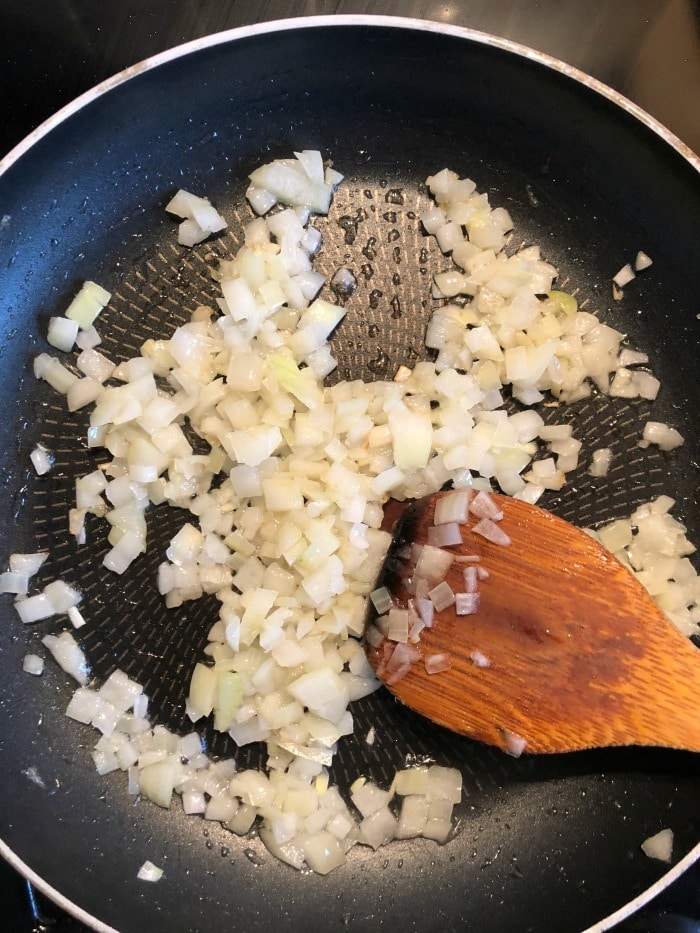 frying onions for frittata