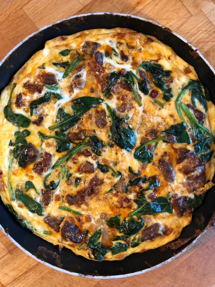 lamb and spinach frittata