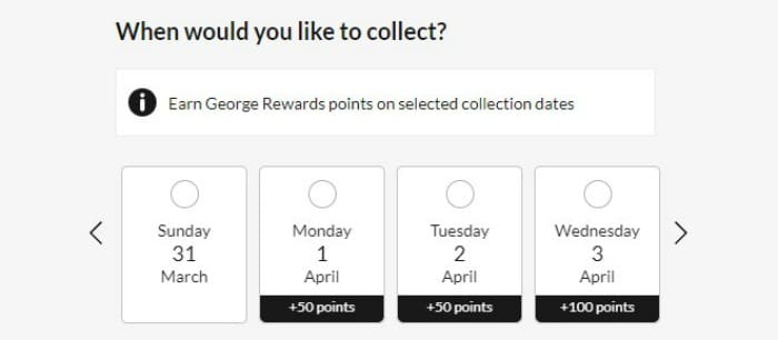 george rewards for click and collect