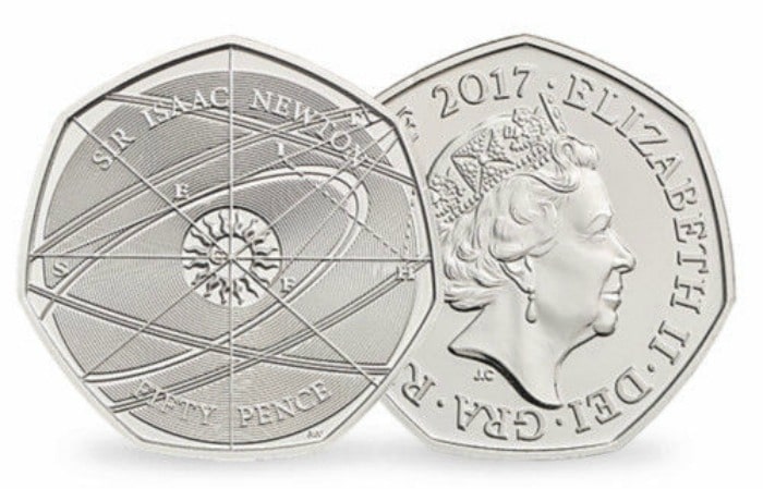 sir issac newton 50p rare coin