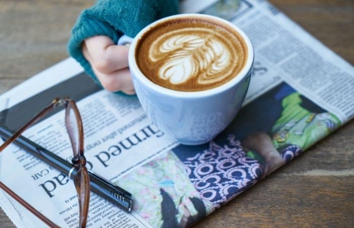 coffee with a newspaper