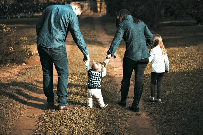 family walking