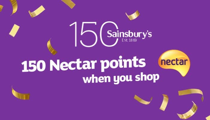 Sainsbury's is giving away 150 Nectar points on each £1 spend to celebrate it's 150th birthday this Bank Holiday weekend. 