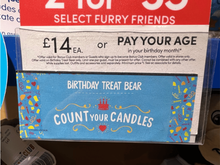 build a bear pay your age sign