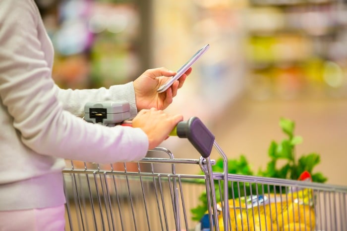 using phone in supermarket