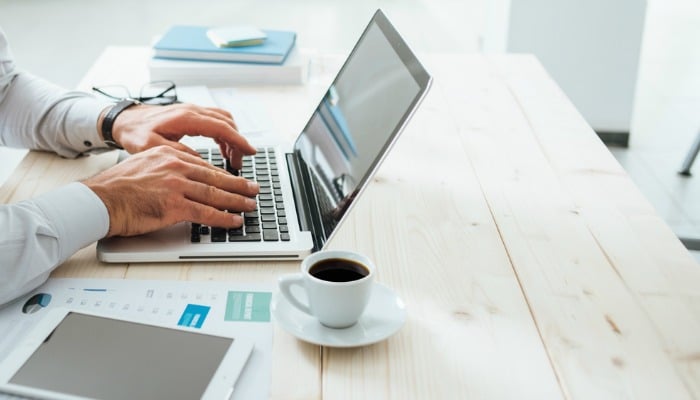 Businessman working at desk