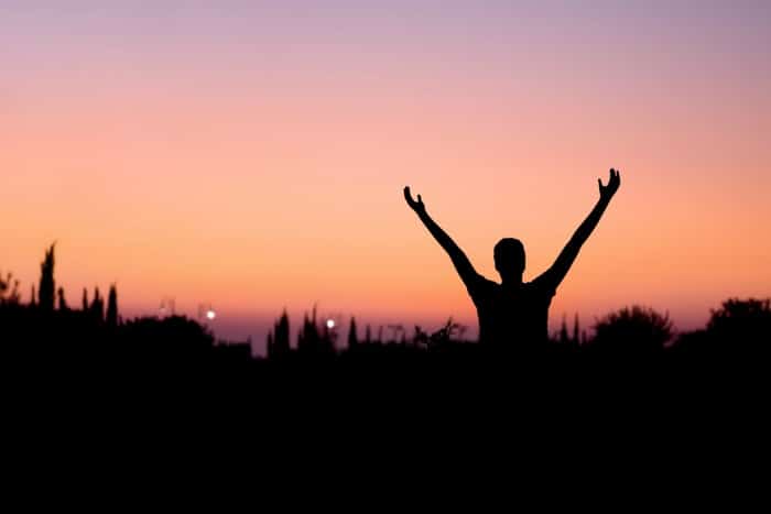 celebrating during sunset