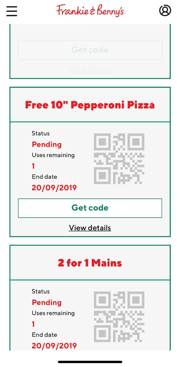 frankie and bennys offers app