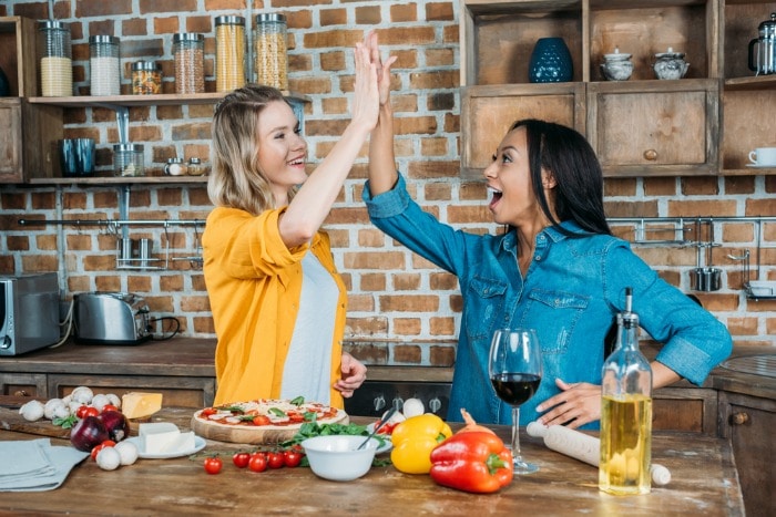 happy people making food