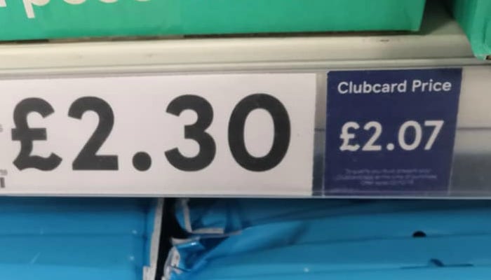 tesco clubcard prices shelf
