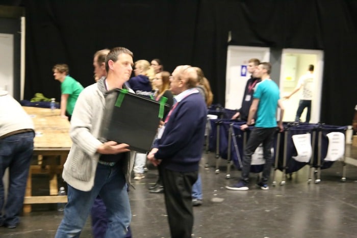 Ballot boxes arrive at Coventry count