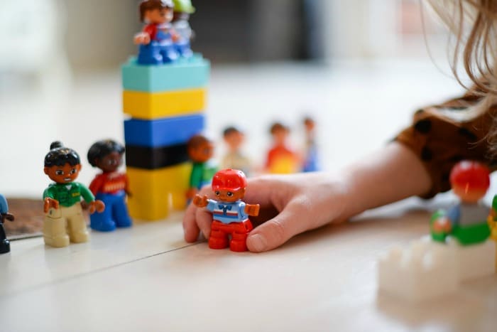 child playing with toys