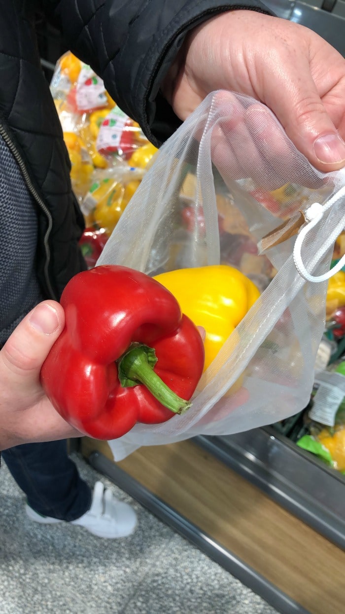 drawstring reusable fruit and veg bag