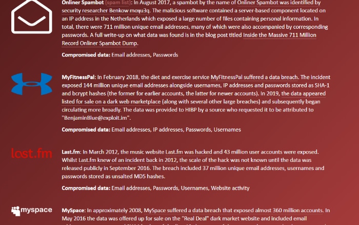 haveibeenpwned list