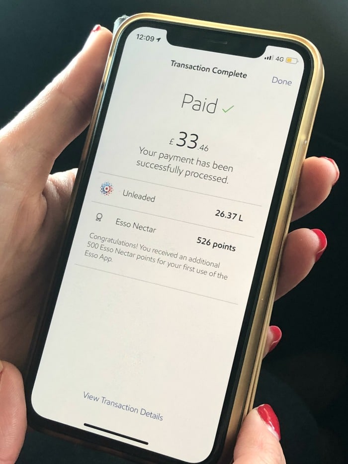 paying for fuel with Esso App