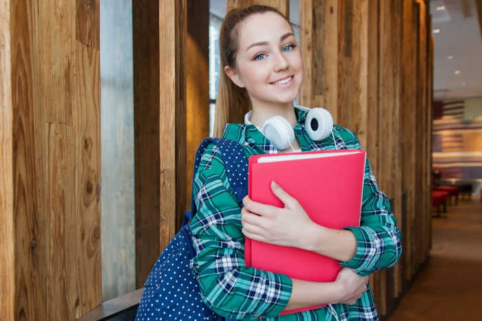 student with study books