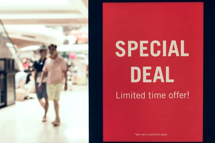 supermarket special deal sign