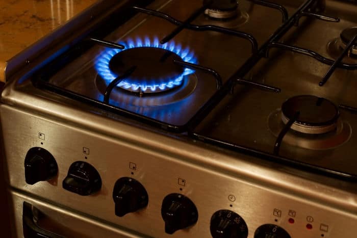 Burning flame of a gas stove