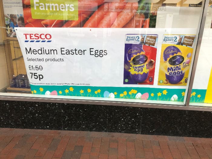 half price easter eggs deals tesco