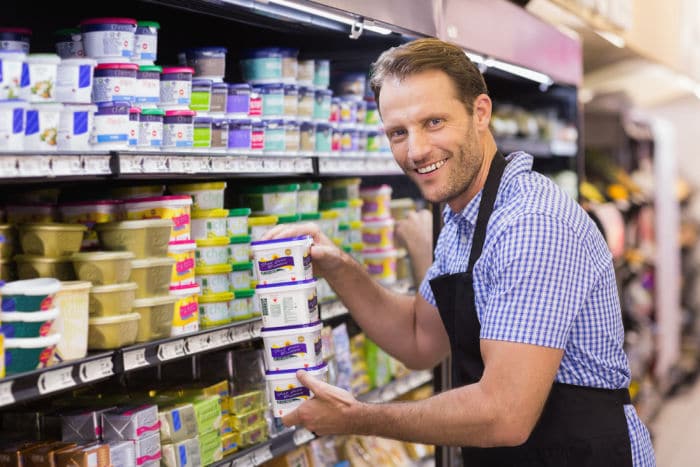 man working at a supermarket