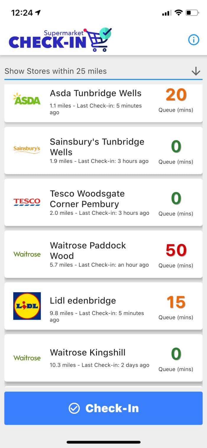 supermarket queue times app