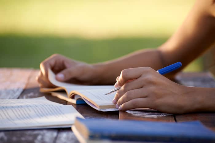 woman studying