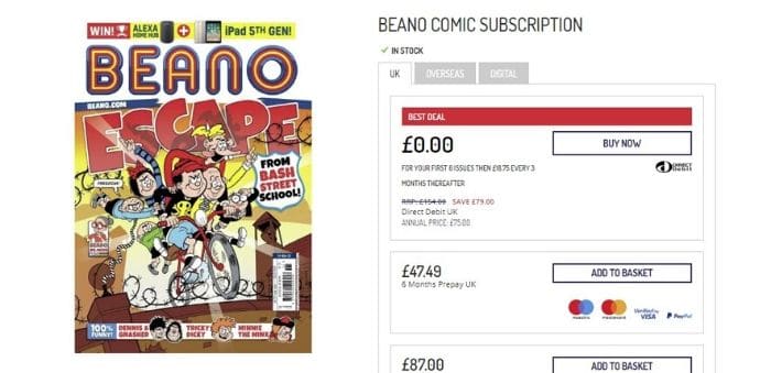 free issues of the beano