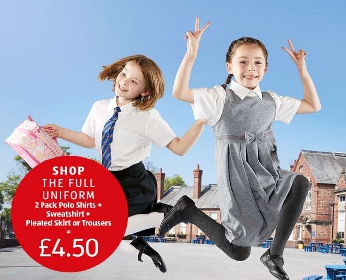 Aldi School Uniform for just 4.50 cheaper than Tesco Asda