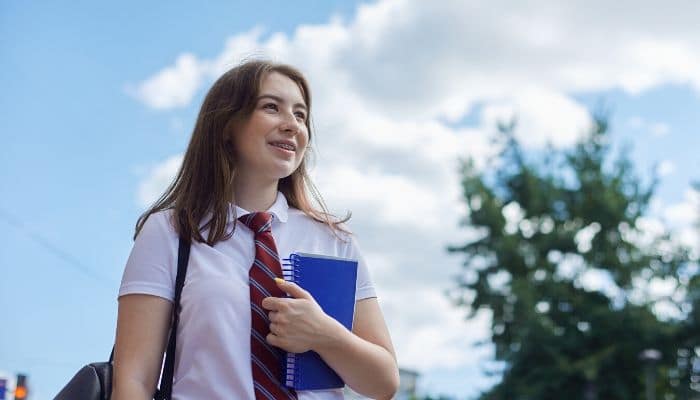 teen girl in school uniform