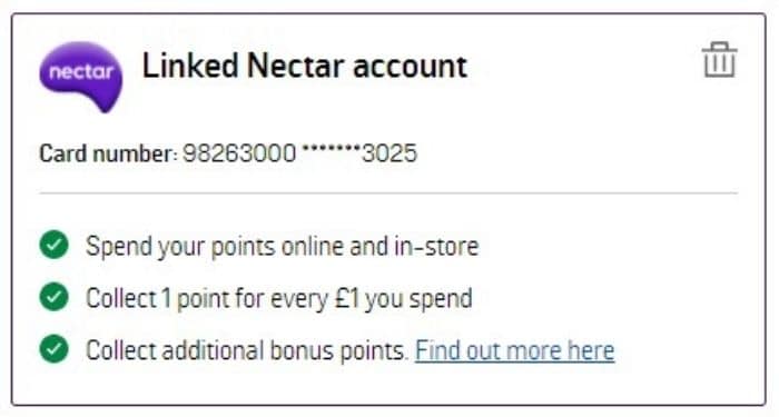 link Nectar account at Argos