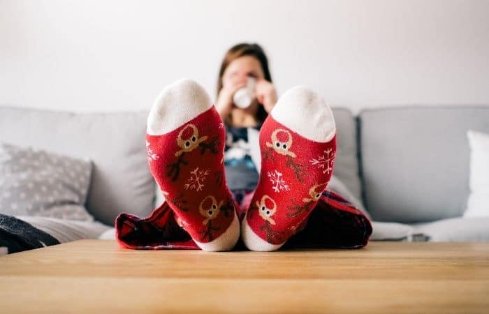 feet up at Christmas