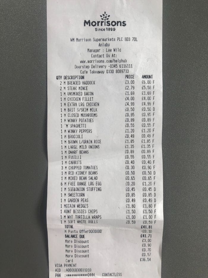 Morrisons receipt