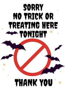 No trick or treating sign | FREE Halloween printables - Skint Dad
