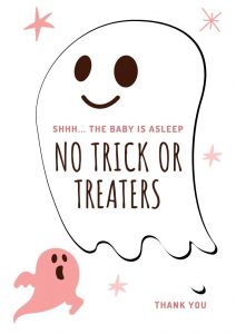 No trick or treating sign | FREE Halloween printables - Skint Dad