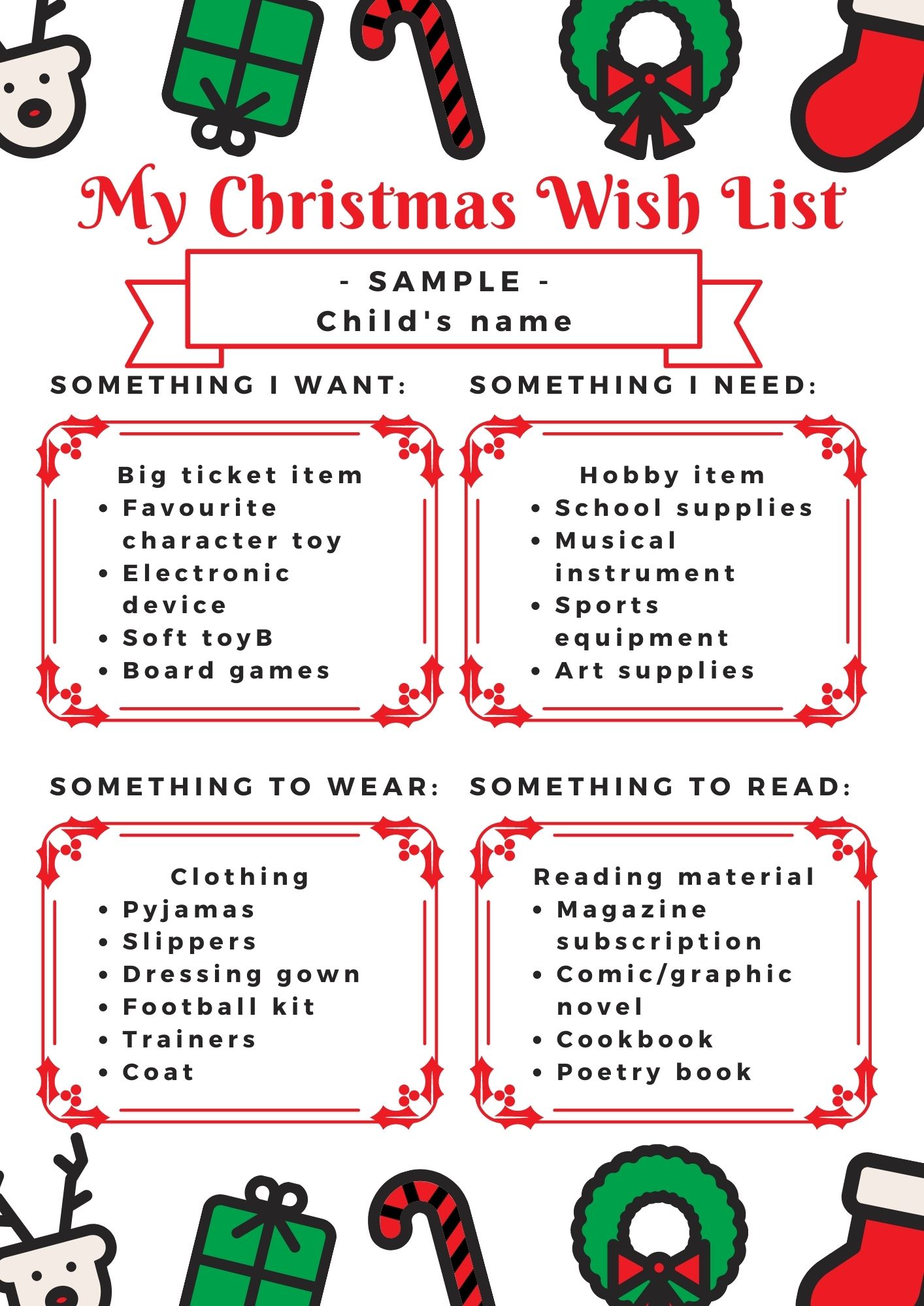 Something you want, something you need - FREE Xmas gift rule printable