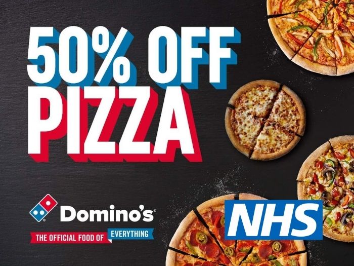 50% of pizza at Dominos for NHS staff