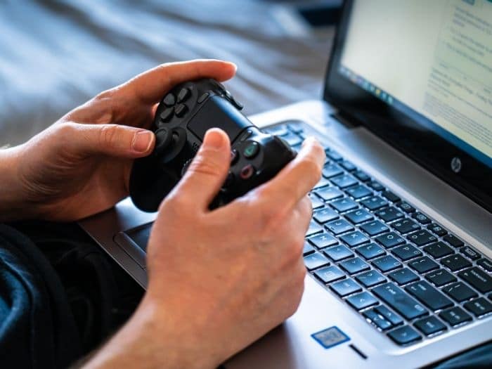person using a games controller