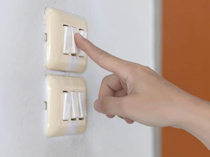 turning on a light switch